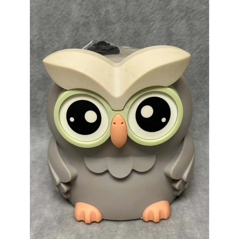 Owl Digital Coin Bank Grey Cute Wide Eyed Animal Money Box Decor W/Key